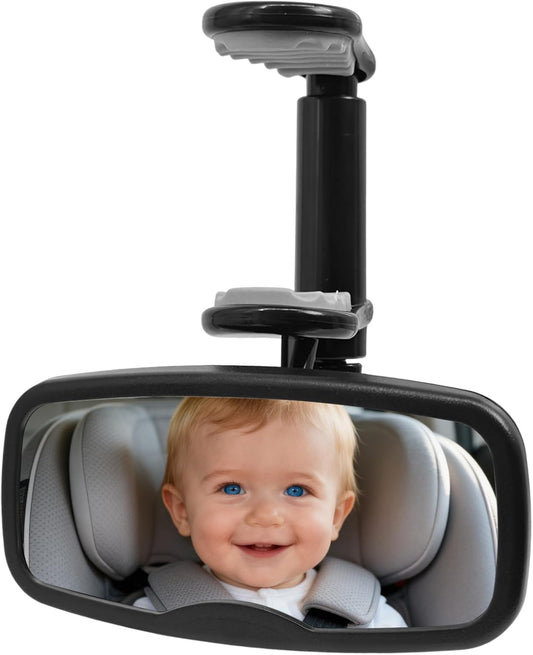 Clip-On Baby Car Mirror for Rearview Mirror, 360-Degree Swivel, Black