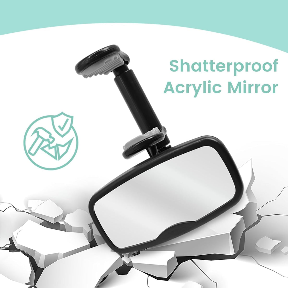 Clip-On Baby Car Mirror for Rearview Mirror, 360-Degree Swivel, Black