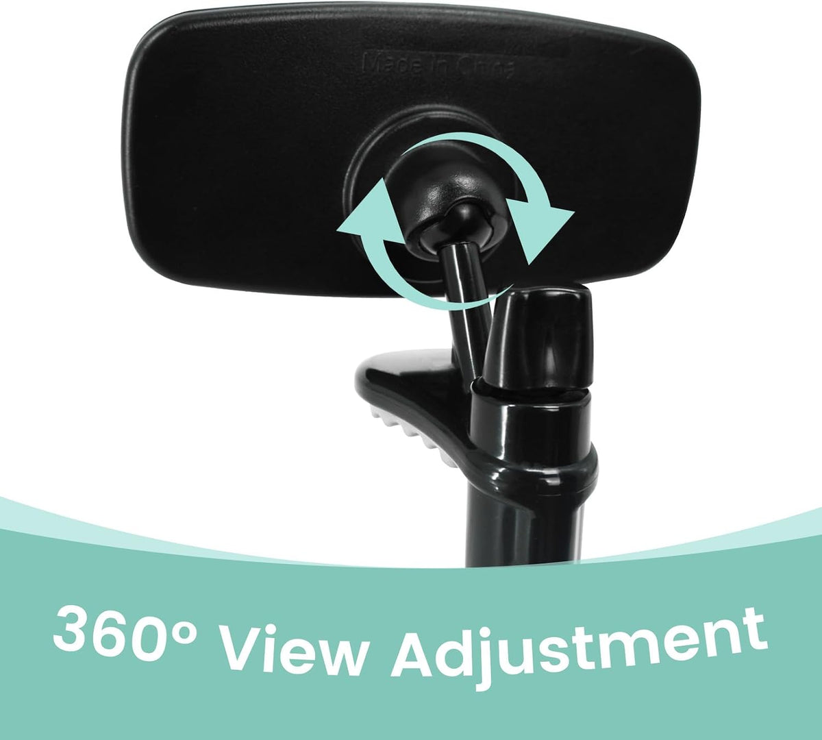 Clip-On Baby Car Mirror for Rearview Mirror, 360-Degree Swivel, Black