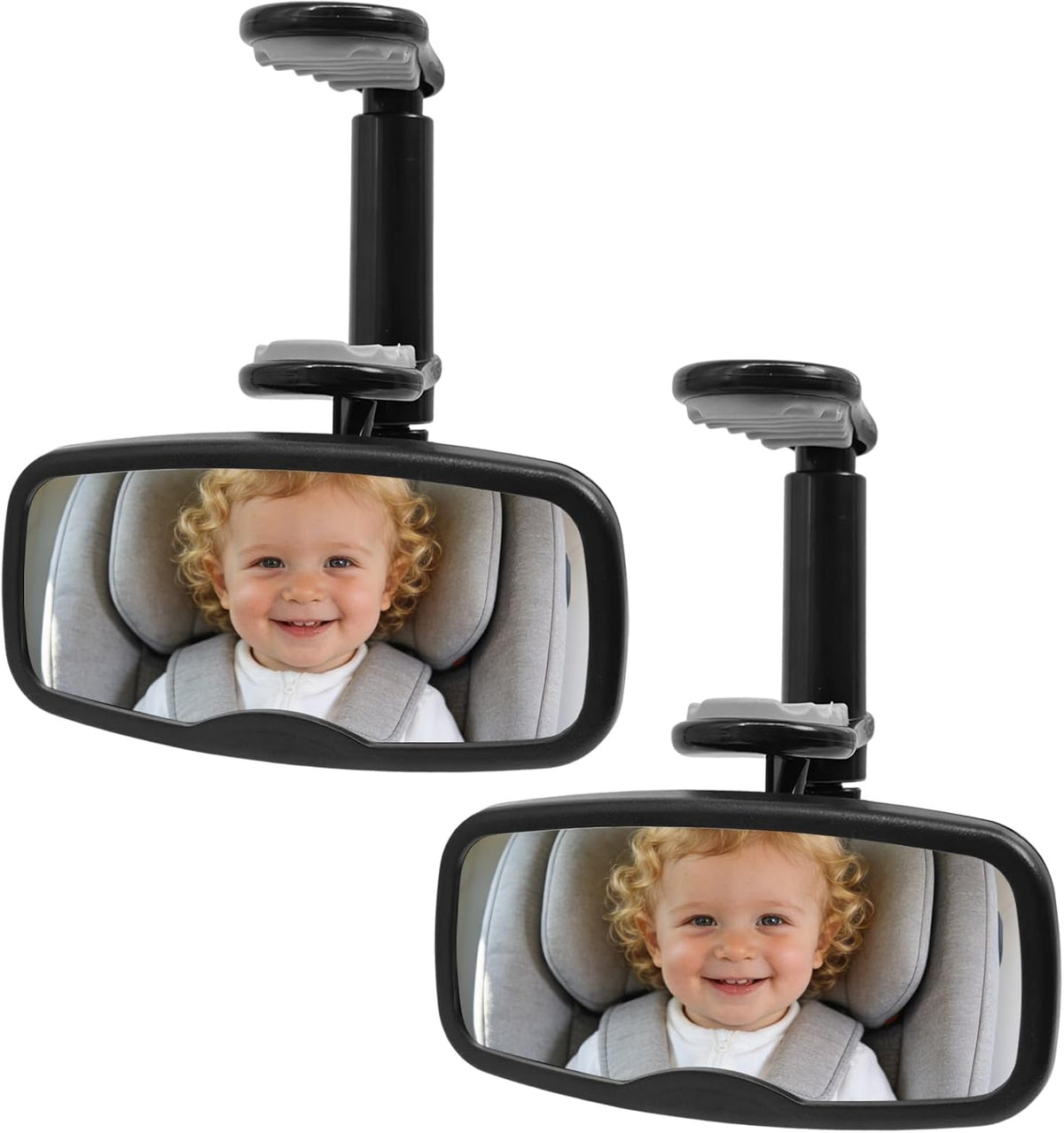 Clip-On Baby Car Mirror for Rearview Mirror, 360-Degree Swivel, Black
