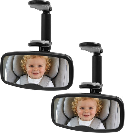Clip-On Baby Car Mirror for Rearview Mirror, 360-Degree Swivel, Black