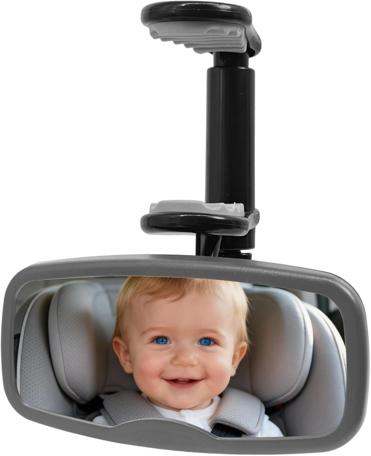 Clip-On Baby Car Mirror for Rearview Mirror, 360-Degree Swivel, Black