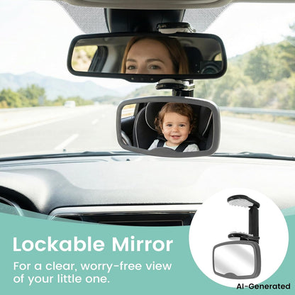 Clip-On Baby Car Mirror for Rearview Mirror, 360-Degree Swivel, Black