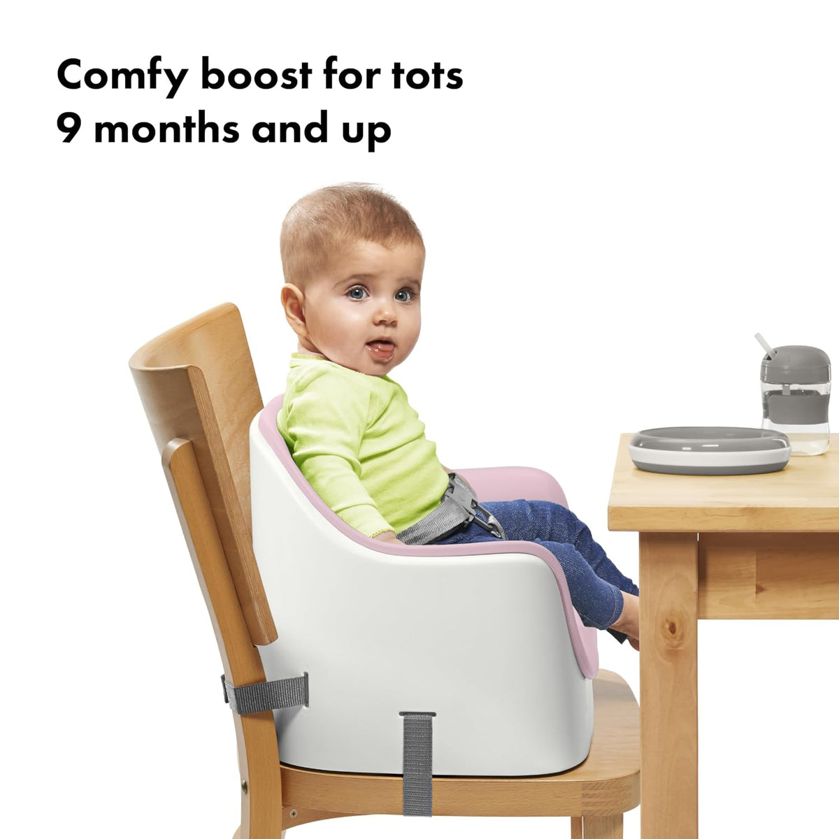 Nest Toddler Booster Seat for Kitchen with Removable Cushion, Gray