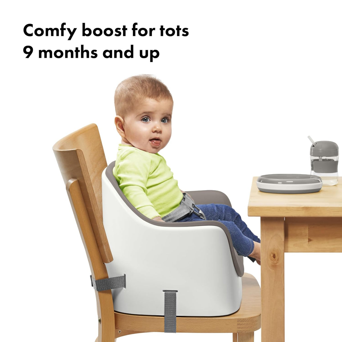 Nest Toddler Booster Seat for Kitchen with Removable Cushion, Gray