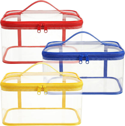 3Pcs Clear PVC Toy Storage Bags Double Zipper Handle for Building Blocks