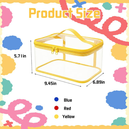3Pcs Clear PVC Toy Storage Bags Double Zipper Handle for Building Blocks