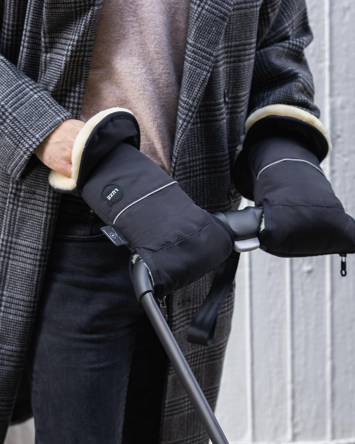 Baby Sheepskin Hand Warmer - GLOVY Luxe Gloves are The Ideal Baby Carriage muff Made of Medical Fur, Warm Universal and Water-Repellent Hand muff