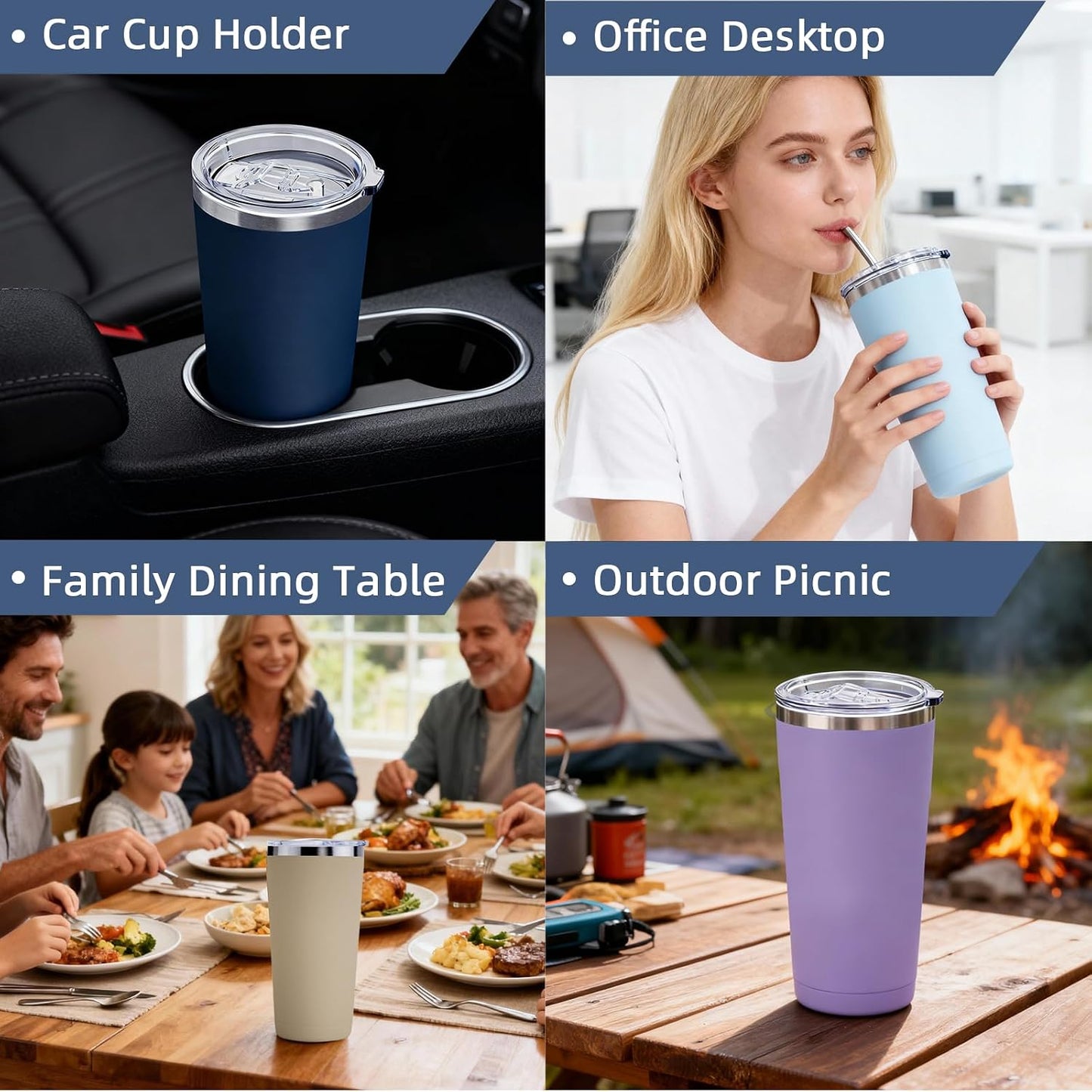 20oz Travel Coffee Tumbler, 18/8 Stainless Steel Cup 1 Pack Mint Green | Double Wall Vacuum Retains Hot and Cold Drinks. Car Cup Holder Friendly Design Includes Straw, Brush and Silicone Base Pad.