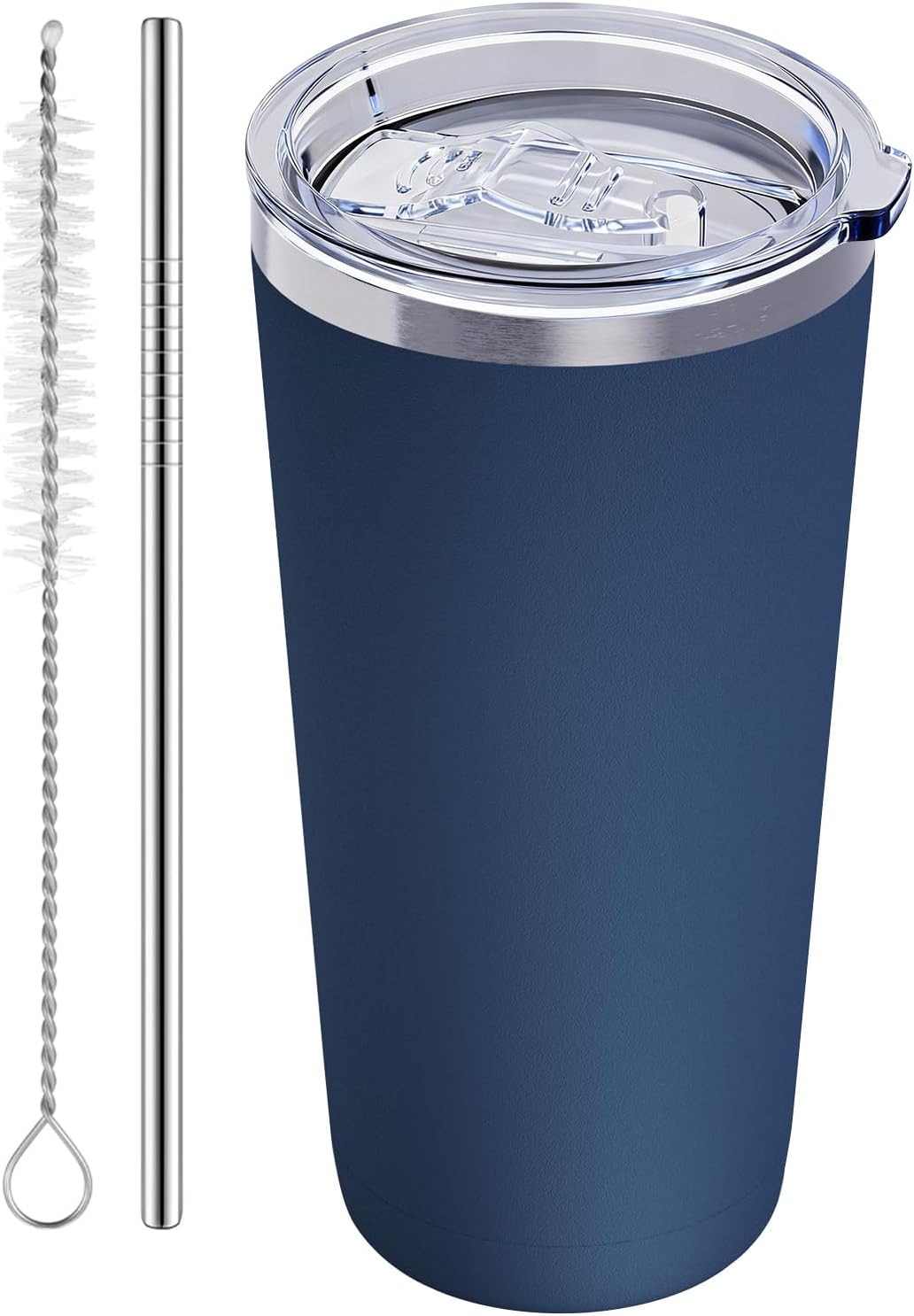 20oz Travel Coffee Tumbler, 18/8 Stainless Steel Cup 1 Pack Mint Green | Double Wall Vacuum Retains Hot and Cold Drinks. Car Cup Holder Friendly Design Includes Straw, Brush and Silicone Base Pad.