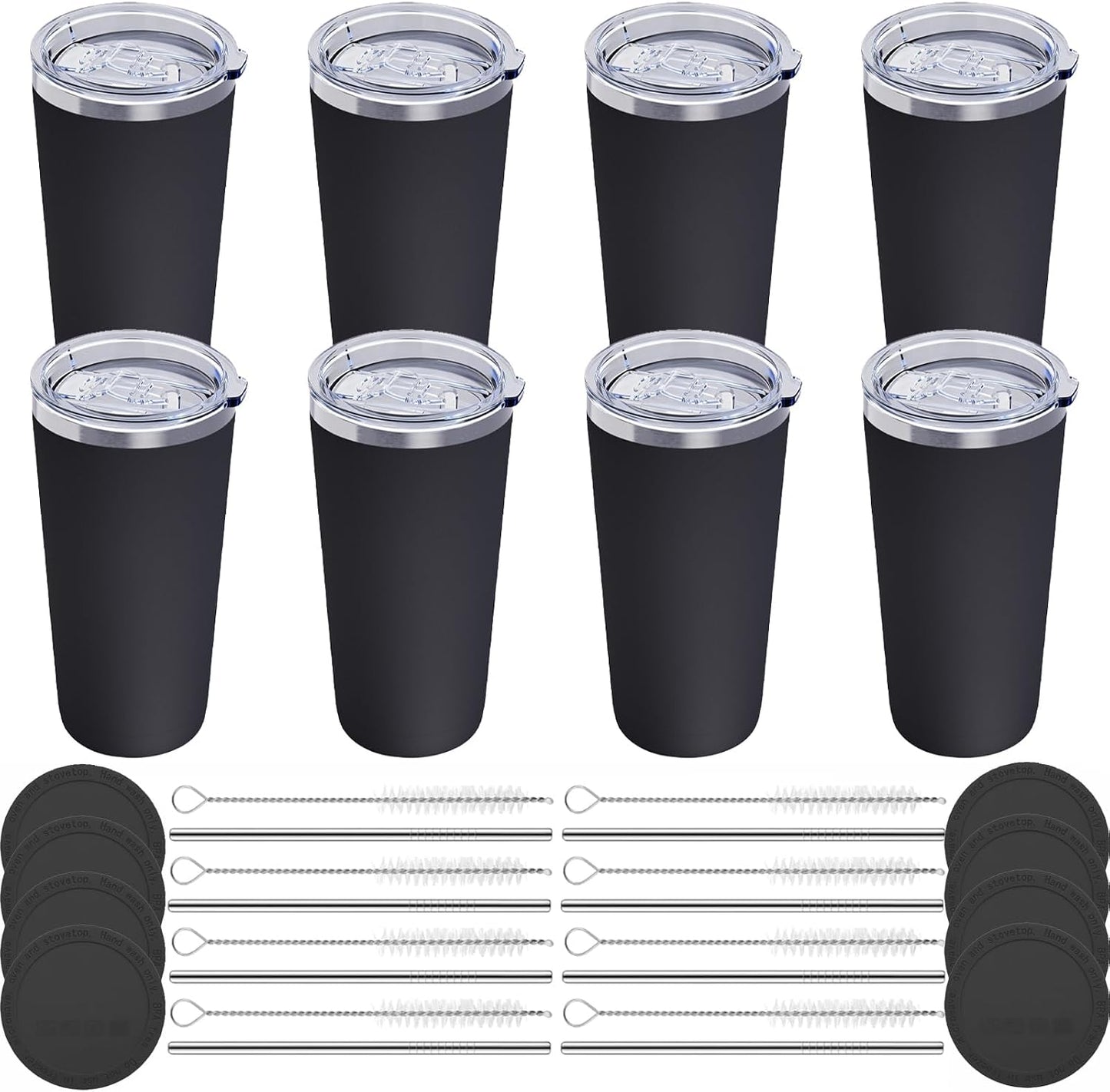 20oz Travel Coffee Tumbler, 18/8 Stainless Steel Cup 1 Pack Mint Green | Double Wall Vacuum Retains Hot and Cold Drinks. Car Cup Holder Friendly Design Includes Straw, Brush and Silicone Base Pad.