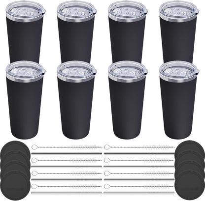 20oz Travel Coffee Tumbler, 18/8 Stainless Steel Cup 1 Pack Mint Green | Double Wall Vacuum Retains Hot and Cold Drinks. Car Cup Holder Friendly Design Includes Straw, Brush and Silicone Base Pad.