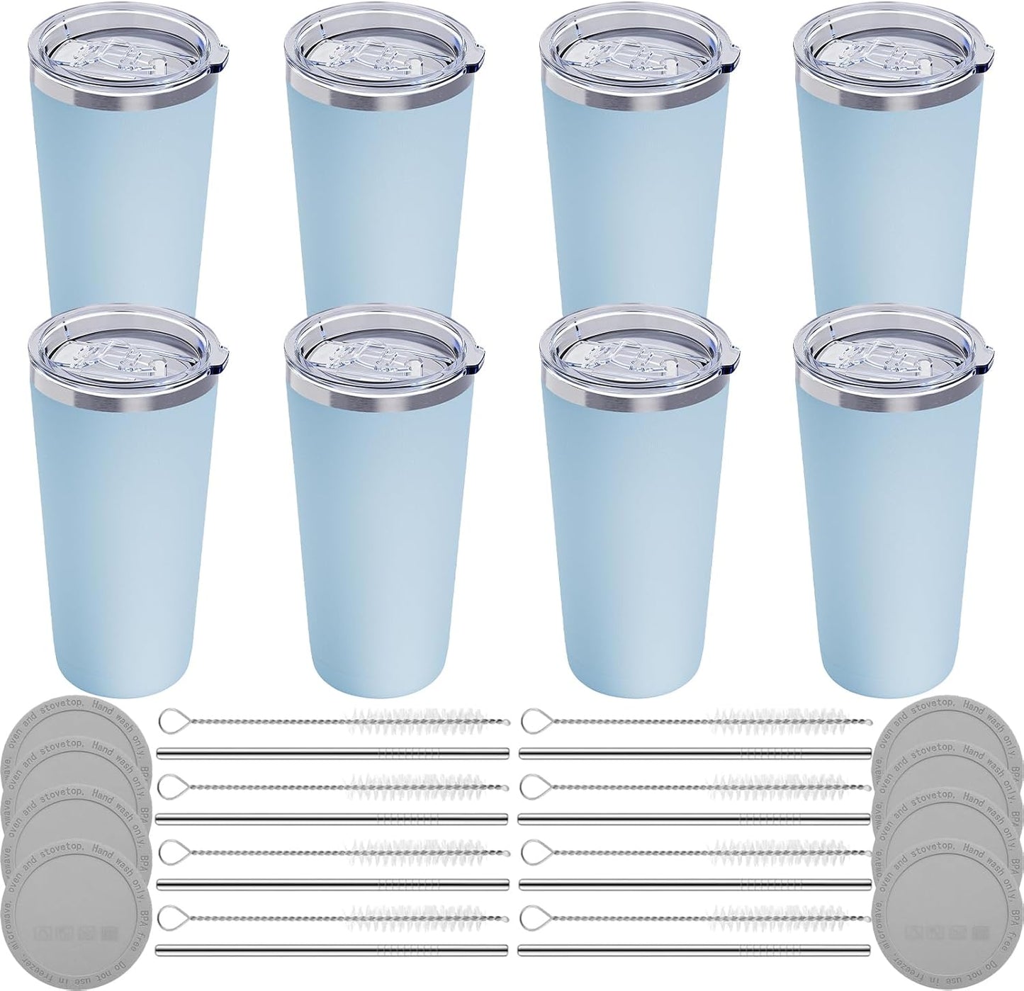 20oz Travel Coffee Tumbler, 18/8 Stainless Steel Cup 1 Pack Mint Green | Double Wall Vacuum Retains Hot and Cold Drinks. Car Cup Holder Friendly Design Includes Straw, Brush and Silicone Base Pad.