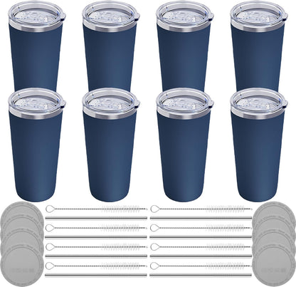 20oz Travel Coffee Tumbler, 18/8 Stainless Steel Cup 1 Pack Mint Green | Double Wall Vacuum Retains Hot and Cold Drinks. Car Cup Holder Friendly Design Includes Straw, Brush and Silicone Base Pad.