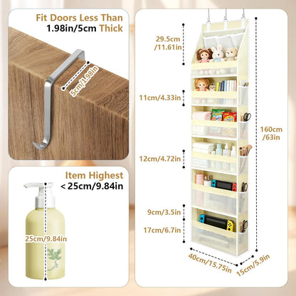 Over The Door Organizer, Hanging Storage with 6+6 Large Pockets, 22lbs Load Anti Tilt Behind Door Storage for Closet Bedroom Bathroom, Black
