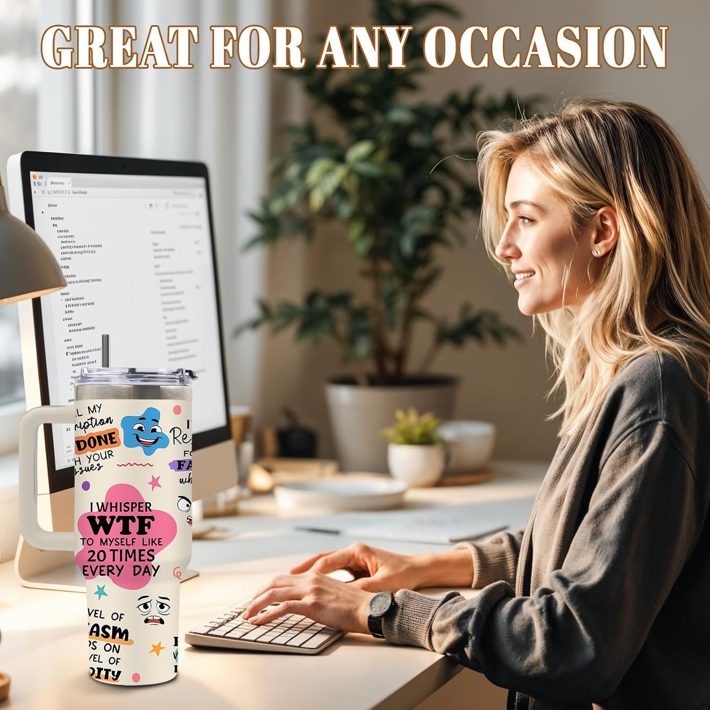 Funny Skull Tumbler 40oz, Insulated Funny Witchy Gifts for Women | Audacity Cup, Skeleton Unicorn Tumbler Leakproof, Gothic Skeleton Water Bottle, Aesthetic Gifts for Tarot Lovers, 1 Pack