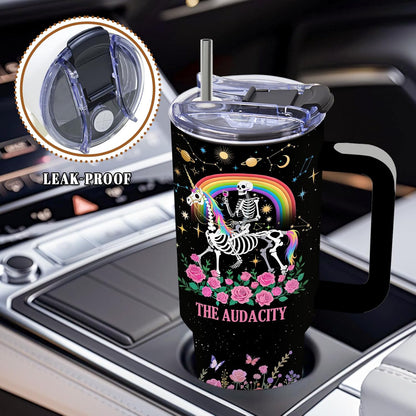 Funny Skull Tumbler 40oz, Insulated Funny Witchy Gifts for Women | Audacity Cup, Skeleton Unicorn Tumbler Leakproof, Gothic Skeleton Water Bottle, Aesthetic Gifts for Tarot Lovers, 1 Pack