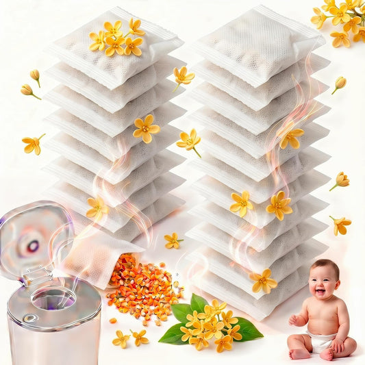 20 Packs Osmanthus Scented Diaper Pail Deodorizer Refills, Natural Corn Cob Odor Absorber for Munchkin Step & Pail, Odor Eliminator, Warm Floral Nursery Freshener