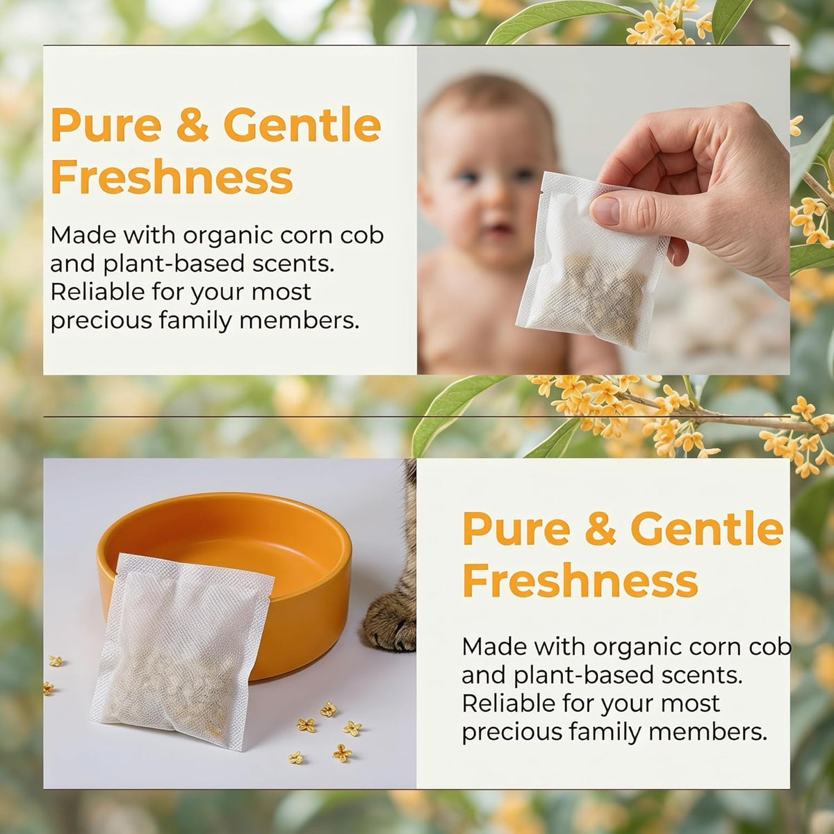 20 Packs Osmanthus Scented Diaper Pail Deodorizer Refills, Natural Corn Cob Odor Absorber for Munchkin Step & Pail, Odor Eliminator, Warm Floral Nursery Freshener