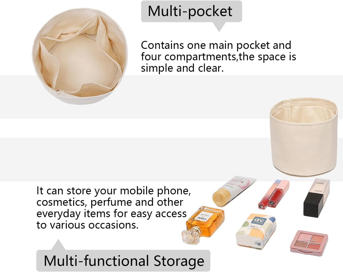 Insert Bag Lined Cosmetic Storage for Tote Organizer Insert Makeup Lightweight and Practical Liner Bag (Beige,Middle)