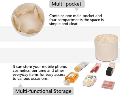 Insert Bag Lined Cosmetic Storage for Tote Organizer Insert Makeup Lightweight and Practical Liner Bag (Beige,Middle)