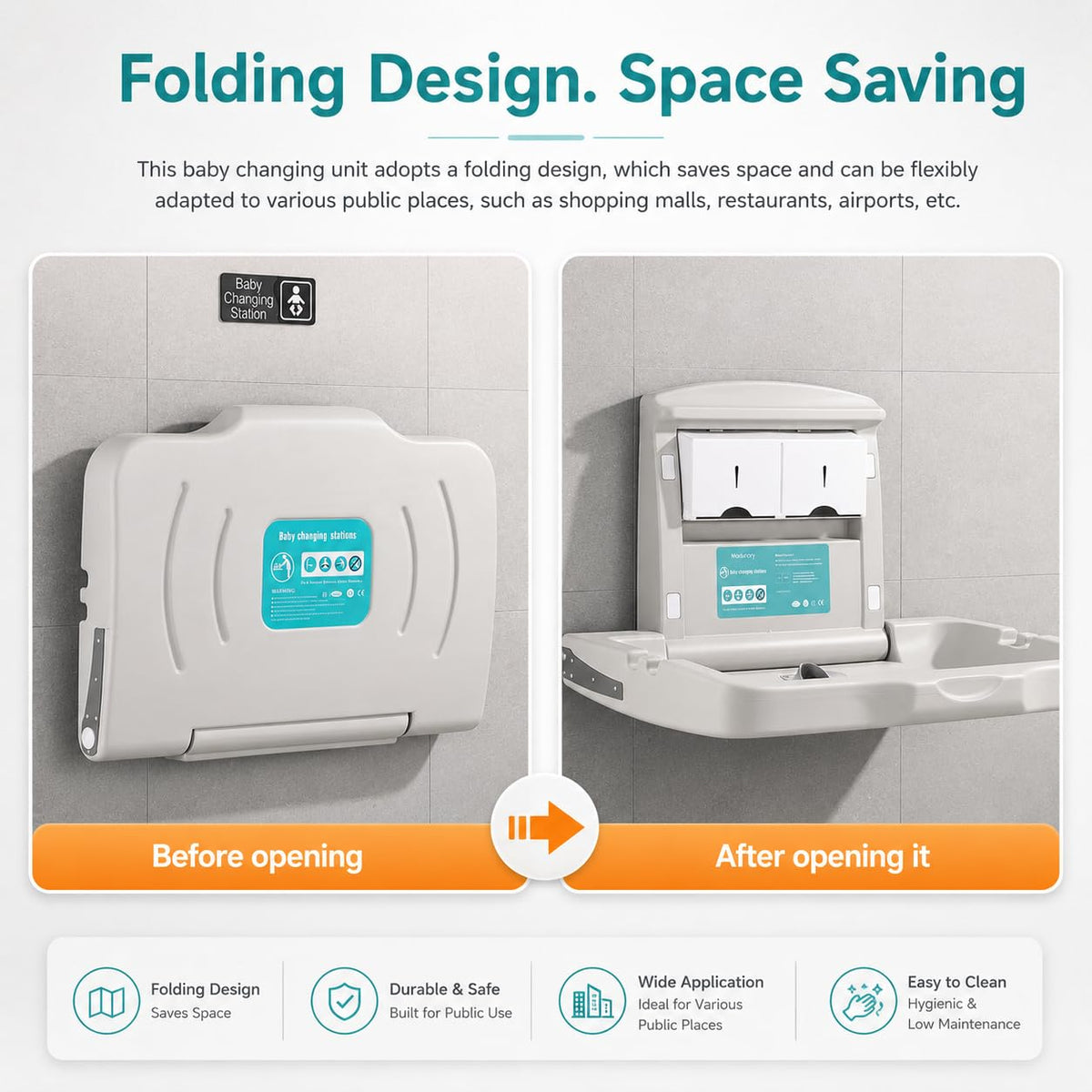 Baby Changing Diaper Station Wall-Mount: Vertical Baby Changing Table