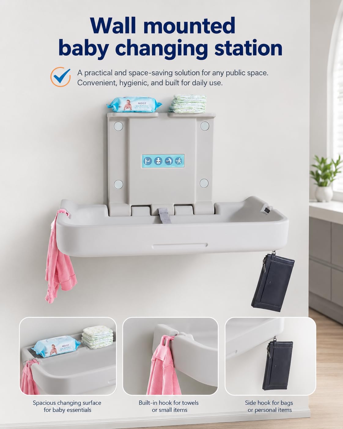 Baby Changing Diaper Station Wall-Mount: Vertical Baby Changing Table