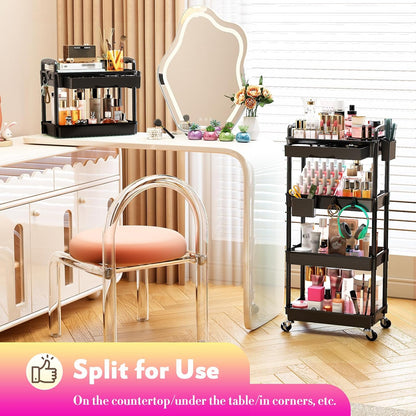 Makeup Cart Organizer with Drawer,3 Tier Rolling Makeup Cart, White