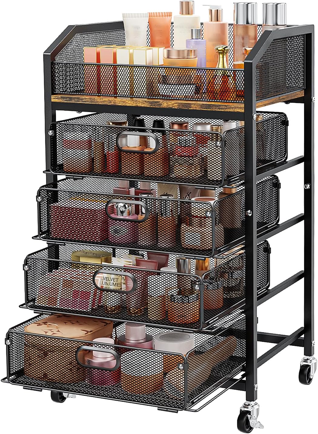 Makeup Cart Organizer with Drawer,3 Tier Rolling Makeup Cart, White