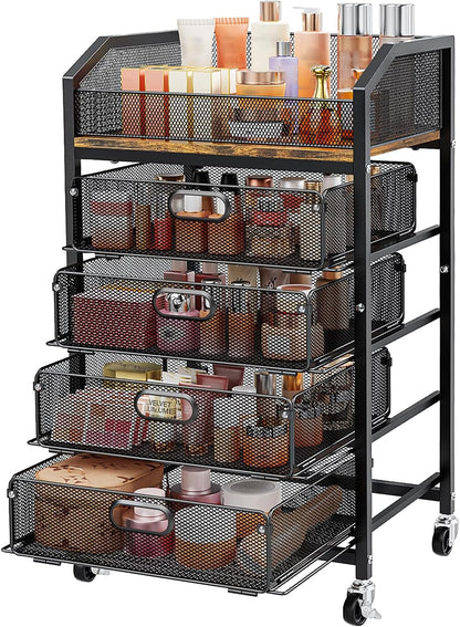 Makeup Cart Organizer with Drawer,3 Tier Rolling Makeup Cart, White