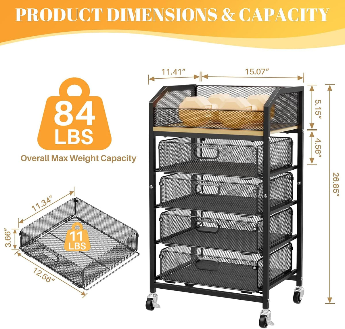 Makeup Cart Organizer with Drawer,3 Tier Rolling Makeup Cart, White