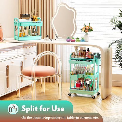 Makeup Cart Organizer with Drawer,3 Tier Rolling Makeup Cart, White