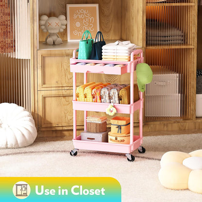 Makeup Cart Organizer with Drawer,3 Tier Rolling Makeup Cart, White