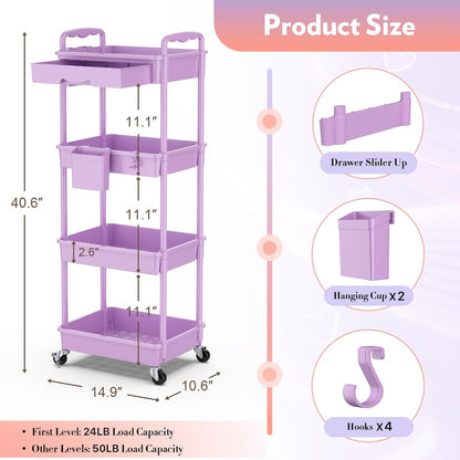 Makeup Cart Organizer with Drawer,3 Tier Rolling Makeup Cart, White