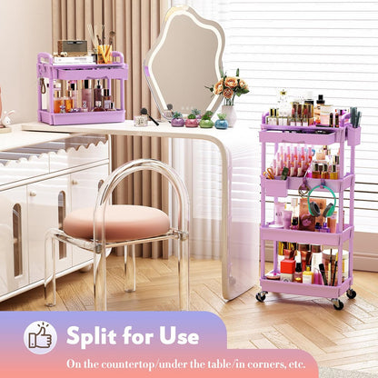 Makeup Cart Organizer with Drawer,3 Tier Rolling Makeup Cart, White