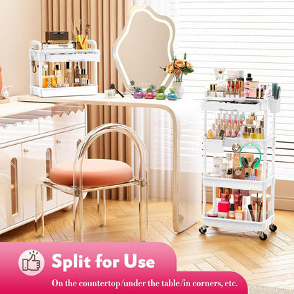 Makeup Cart Organizer with Drawer,3 Tier Rolling Makeup Cart, White