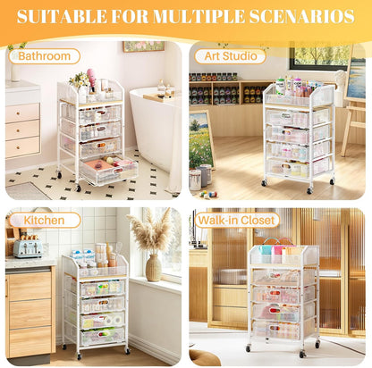 Makeup Cart Organizer with Drawer,3 Tier Rolling Makeup Cart, White