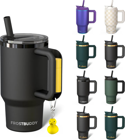Thicc Buddy 16oz Tumbler - Insulated Stainless Steel (Cinnamon) | Double-wall vacuum insulated | Spill-proof flip lid | 18/8 premium stainless steel | Cup-holder friendly - Colors B