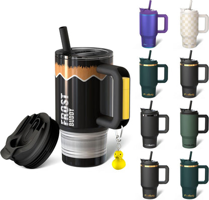 Thicc Buddy 16oz Tumbler - Insulated Stainless Steel (Cinnamon) | Double-wall vacuum insulated | Spill-proof flip lid | 18/8 premium stainless steel | Cup-holder friendly - Colors B