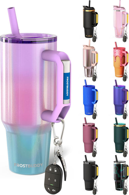 Thicc Buddy 16oz Tumbler - Insulated Stainless Steel (Cinnamon) | Double-wall vacuum insulated | Spill-proof flip lid | 18/8 premium stainless steel | Cup-holder friendly - Colors B