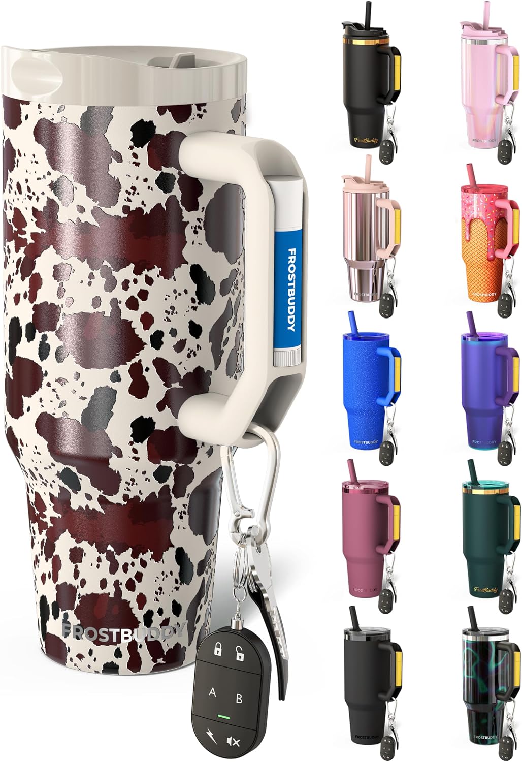 Thicc Buddy 16oz Tumbler - Insulated Stainless Steel (Cinnamon) | Double-wall vacuum insulated | Spill-proof flip lid | 18/8 premium stainless steel | Cup-holder friendly - Colors B