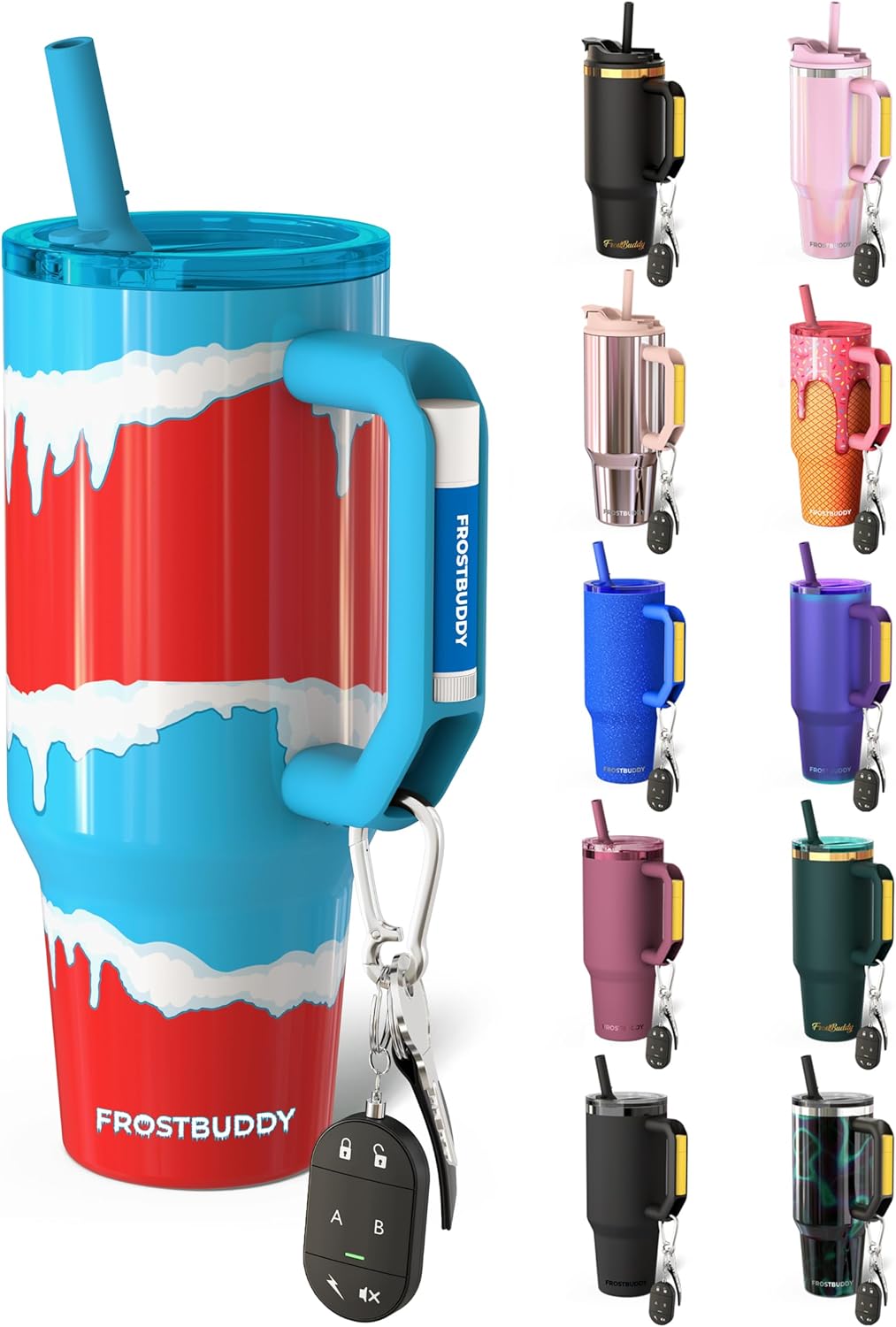 Thicc Buddy 16oz Tumbler - Insulated Stainless Steel (Cinnamon) | Double-wall vacuum insulated | Spill-proof flip lid | 18/8 premium stainless steel | Cup-holder friendly - Colors B