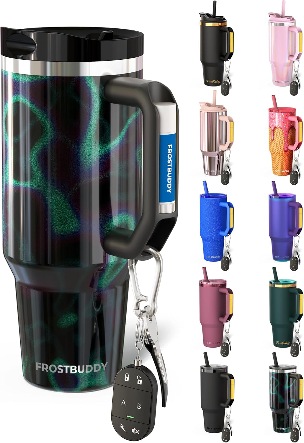 Thicc Buddy 16oz Tumbler - Insulated Stainless Steel (Cinnamon) | Double-wall vacuum insulated | Spill-proof flip lid | 18/8 premium stainless steel | Cup-holder friendly - Colors B