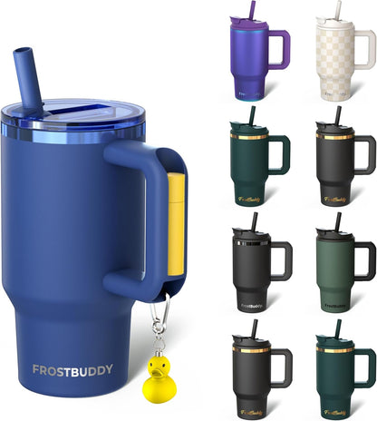 Thicc Buddy 16oz Tumbler - Insulated Stainless Steel (Cinnamon) | Double-wall vacuum insulated | Spill-proof flip lid | 18/8 premium stainless steel | Cup-holder friendly - Colors B
