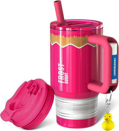 Thicc Buddy 16oz Tumbler - Insulated Stainless Steel (Cinnamon) | Double-wall vacuum insulated | Spill-proof flip lid | 18/8 premium stainless steel | Cup-holder friendly - Colors B