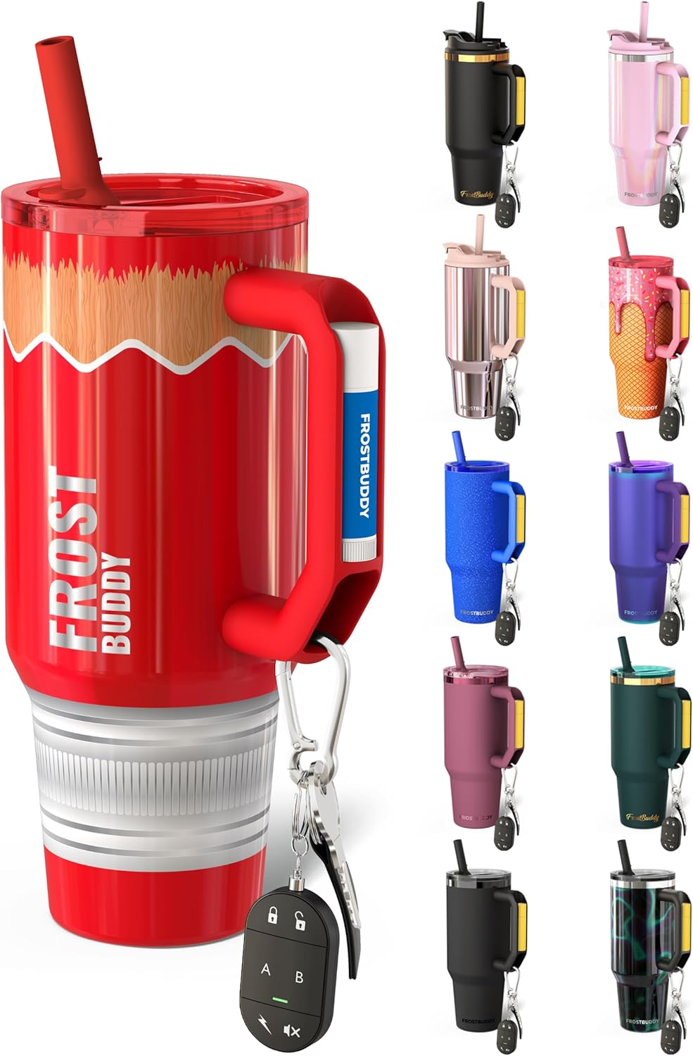 Thicc Buddy 16oz Tumbler - Insulated Stainless Steel (Cinnamon) | Double-wall vacuum insulated | Spill-proof flip lid | 18/8 premium stainless steel | Cup-holder friendly - Colors B