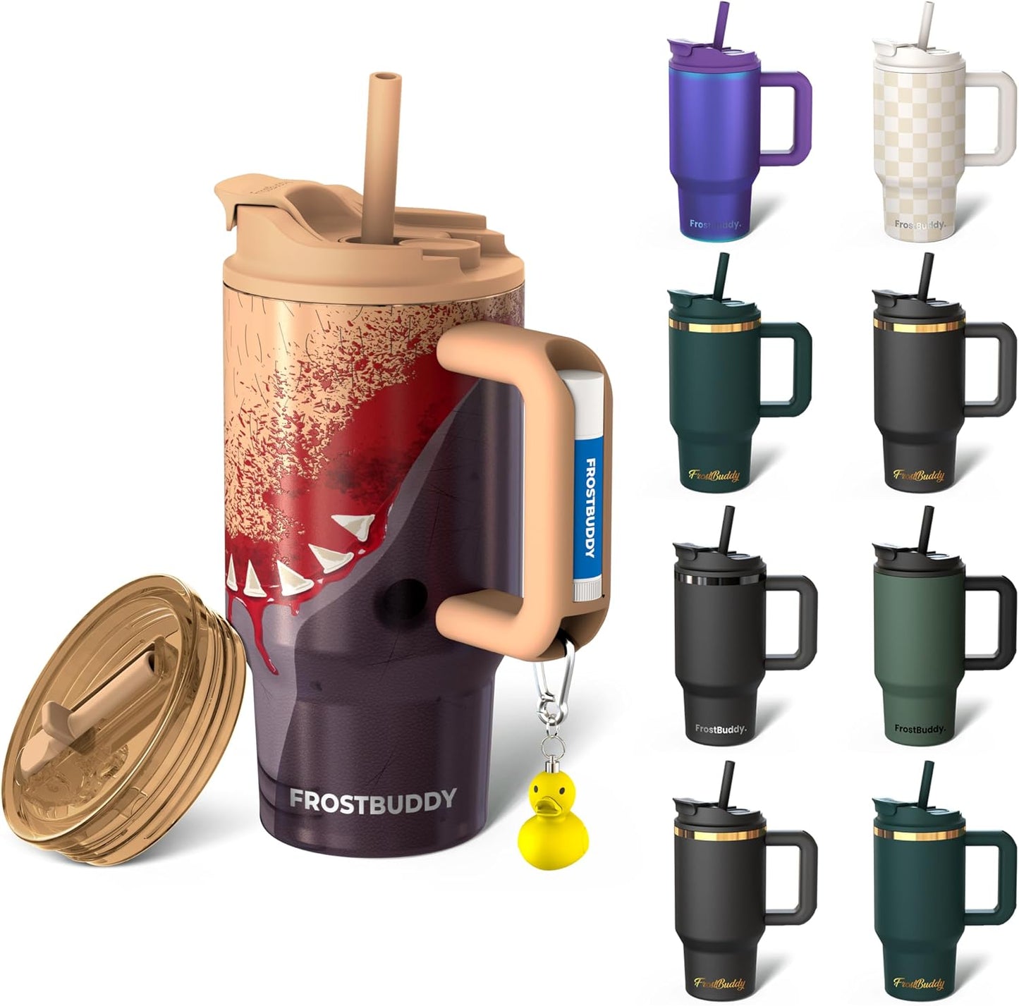Thicc Buddy 16oz Tumbler - Insulated Stainless Steel (Cinnamon) | Double-wall vacuum insulated | Spill-proof flip lid | 18/8 premium stainless steel | Cup-holder friendly - Colors B