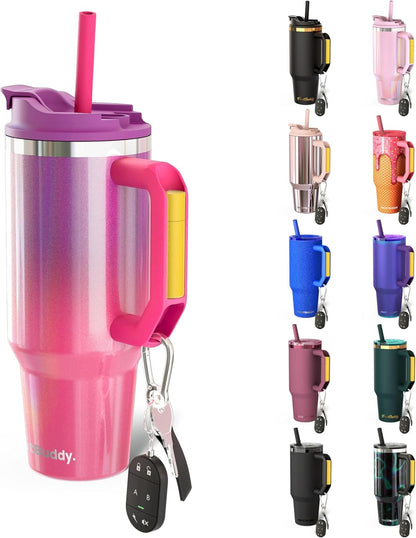 Thicc Buddy 16oz Tumbler - Insulated Stainless Steel (Cinnamon) | Double-wall vacuum insulated | Spill-proof flip lid | 18/8 premium stainless steel | Cup-holder friendly - Colors B