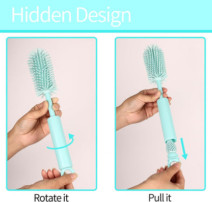 5 Pack Silicone Bottle Brush Set - Silicone Nylon Bottle Cleaner, Blue