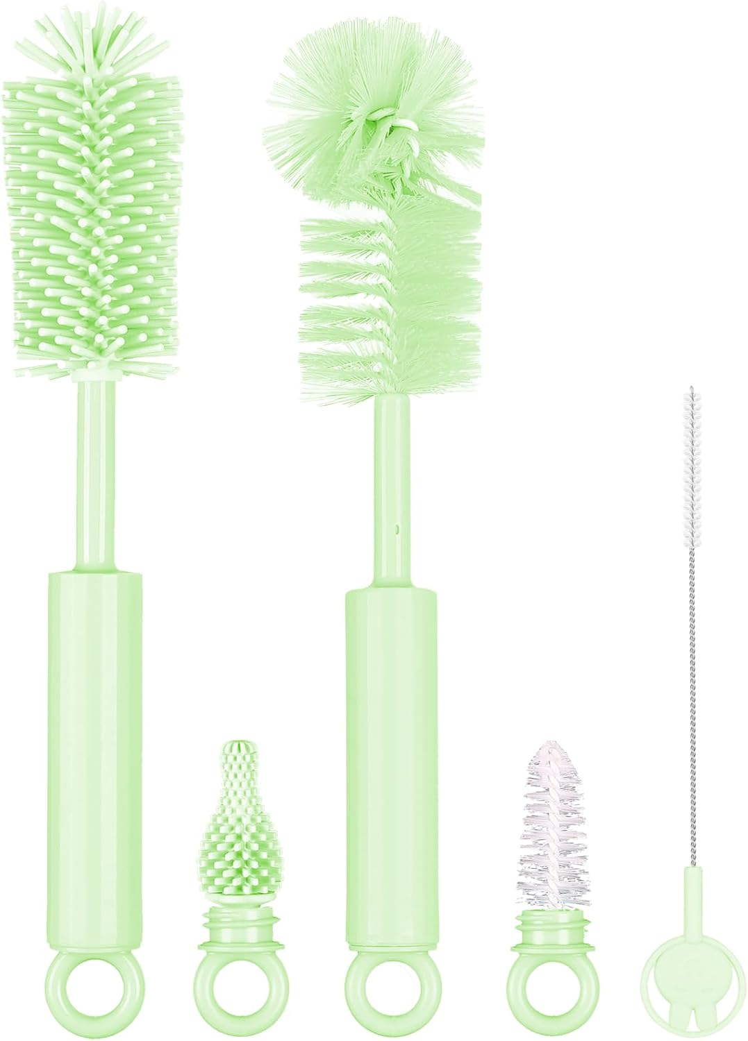 5 Pack Silicone Bottle Brush Set - Silicone Nylon Bottle Cleaner, Blue
